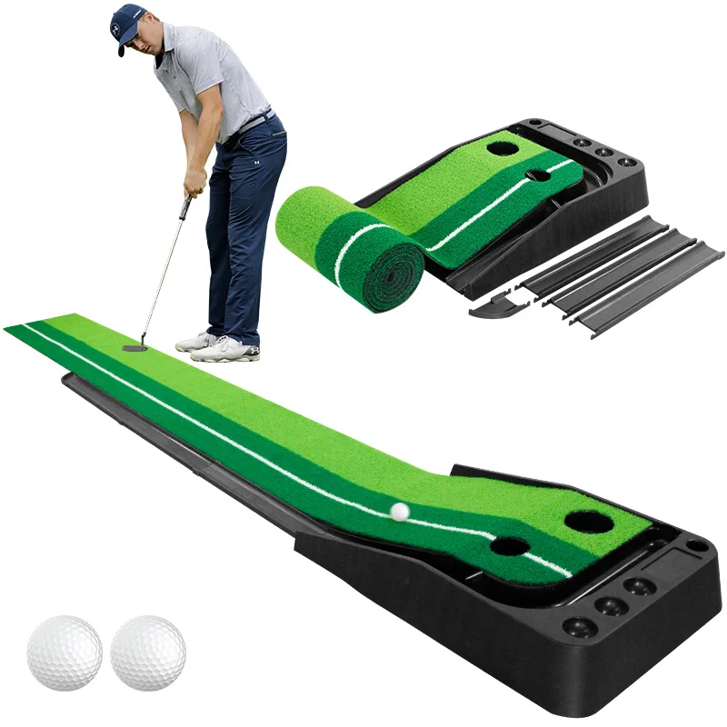 Indoor Golf Putting Green mit Ball Rückkehr Automatische Tragbare Golf Spiel Praxis Training Aid für Home/Hinterhof Verwenden 2 kugeln Freies