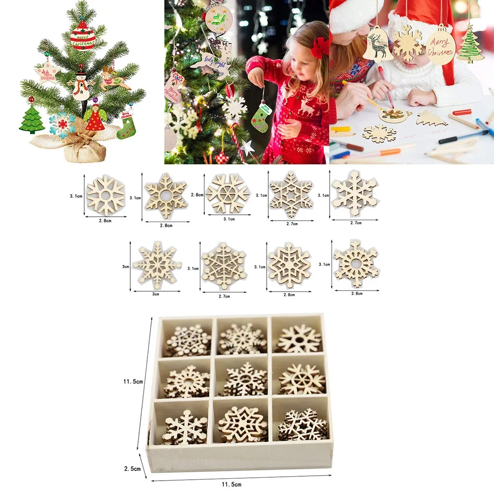 

DIY Christmas Wooden Ornaments Ornaments With ropes Xmas Christmas Decorations Hanging Kit Slices Snowflakes Shapes