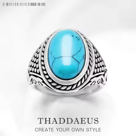 Personal Lucky Ring Oval Blue,Ethnic Fine Jewerly For Women Men Autumn Energetic Gift In 925 Sterling Silver
