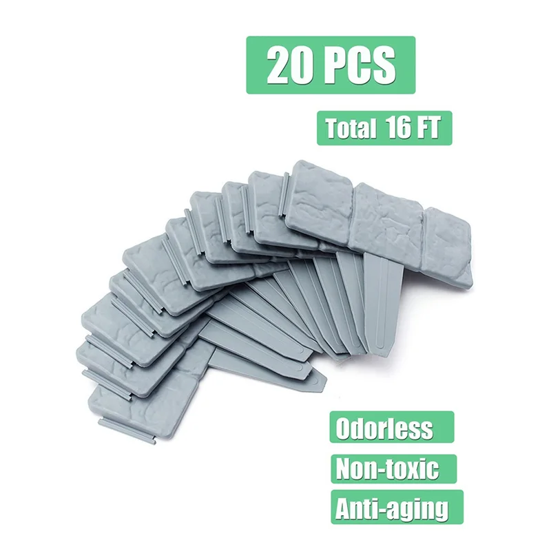 

AB33-20 PCS Garden Landscape Edging Borders No Dig Grey Plastic For Landscaping,Plastic Fencing Lawn Border