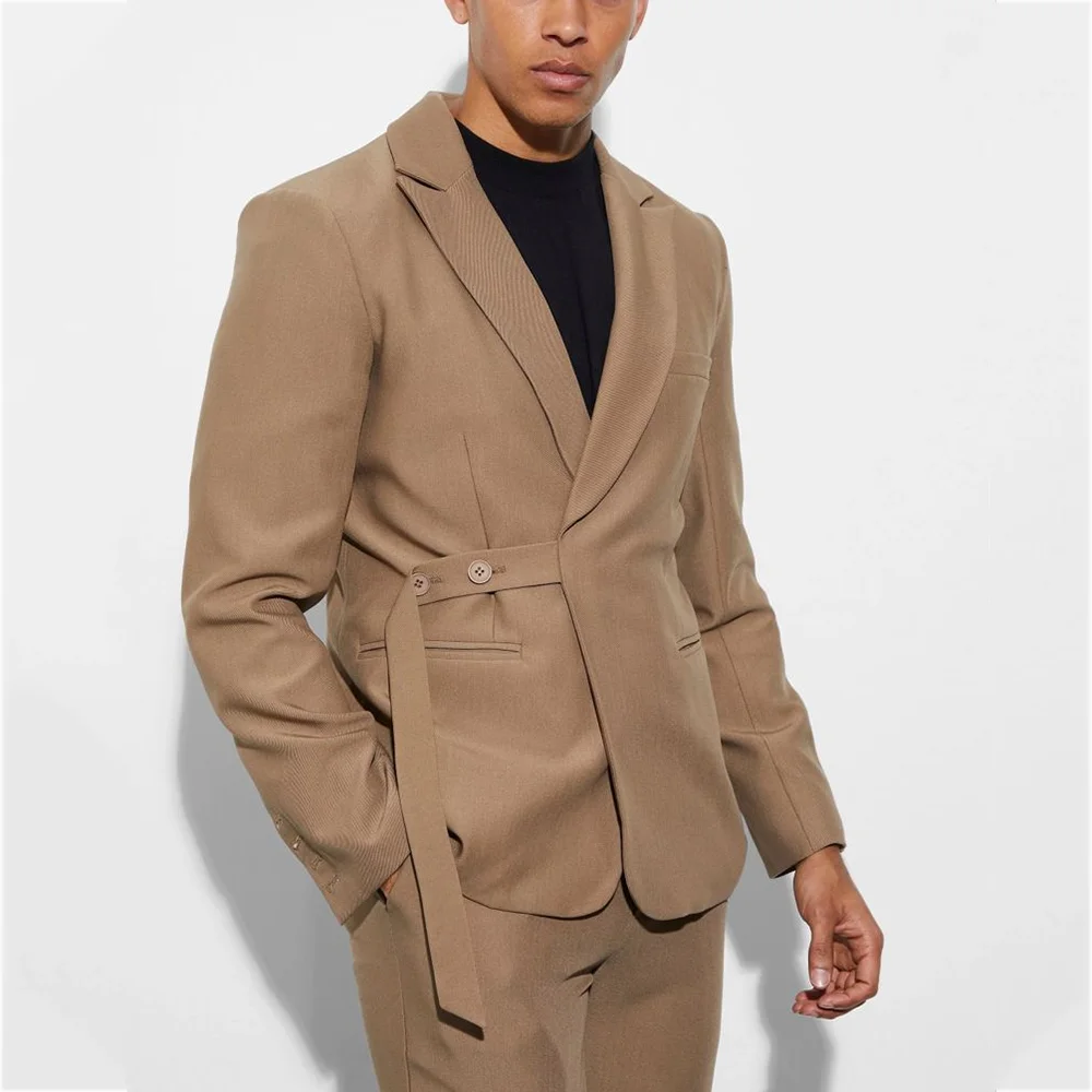 

Men‘s Suits Two Pieces Solid Color Peaked Lapel Two Piece Jacket Pants Business Casual Fashion Male Clothing Customized