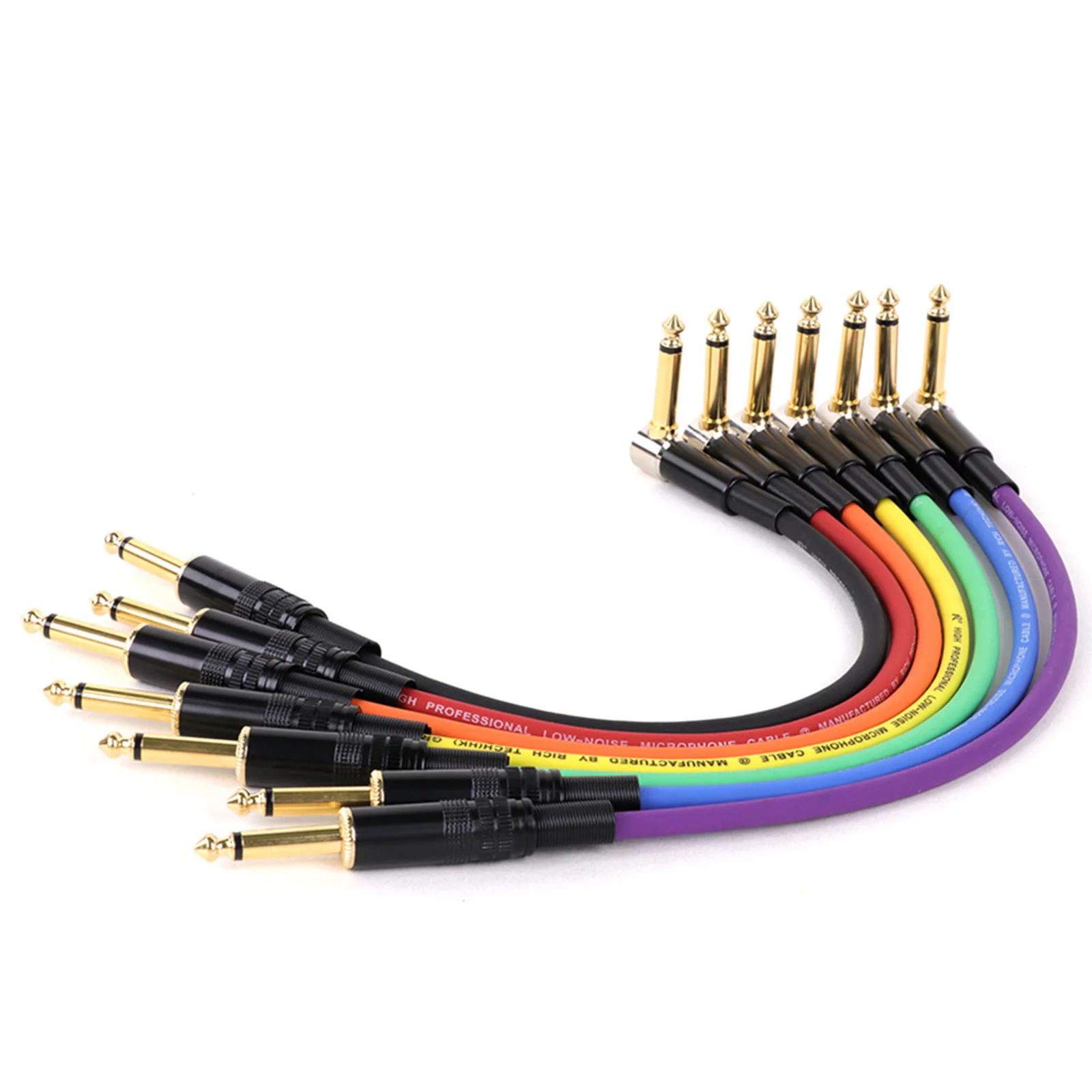 Multicolor Gold Plated 6.35mm Straight Mono  Audio Extension Cable Male Jack To 6.35mm Mono Right Angle Male Jack to 0.3M-15M