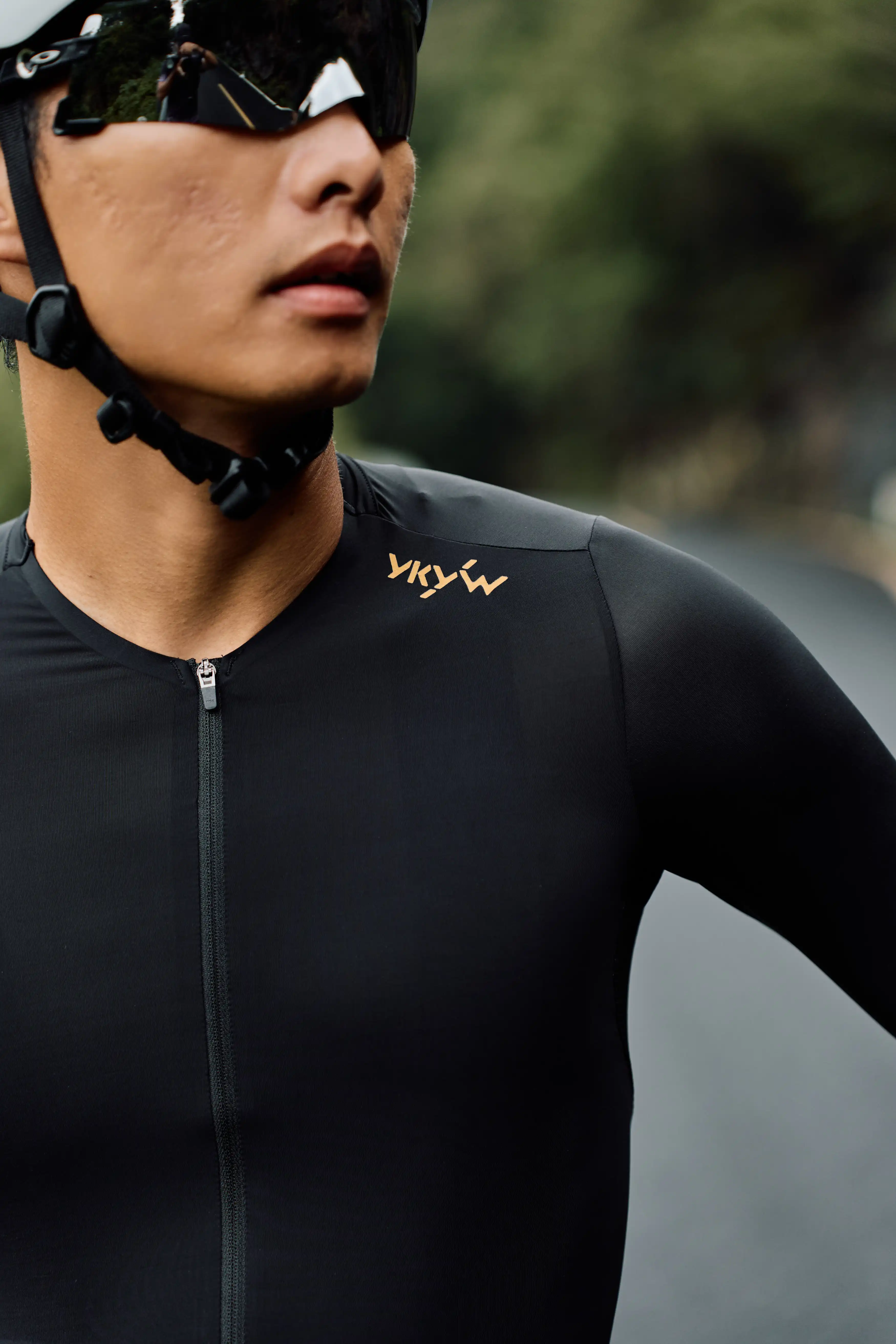 YKYWBIKE 2026 Sommer Herren Radtrikot Kragenlos Kurzarm Cool-Touch Rutschfest Schnelltrocknend Atmungsaktiv Rennrad MTB Oberteil – Detail 1