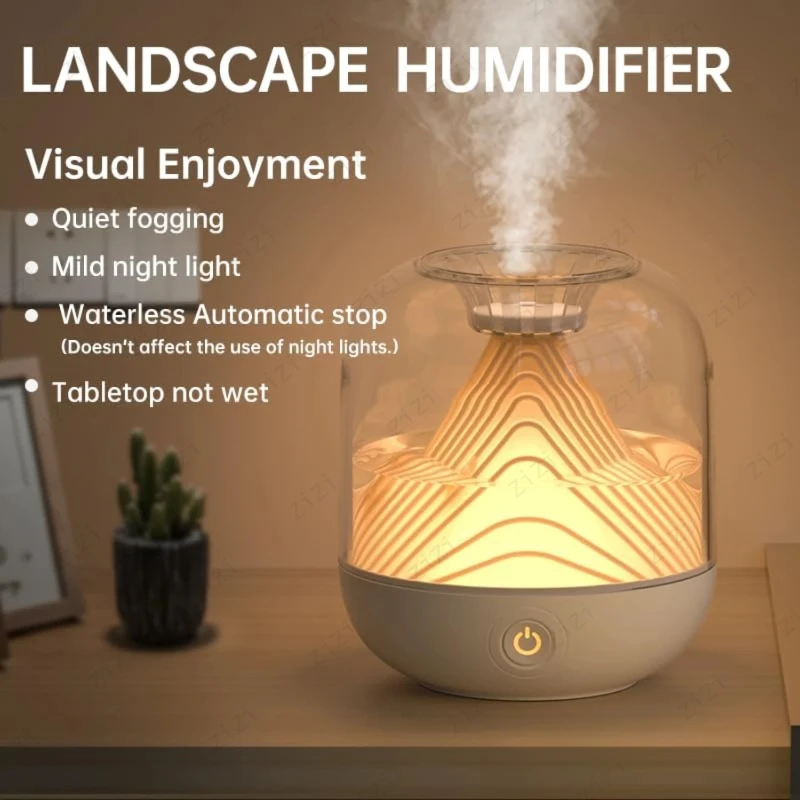 

USB Charging Nano Atomization Landscape Humidifier Convenient Water Addition with Atmosphere Light Silent Humidifier