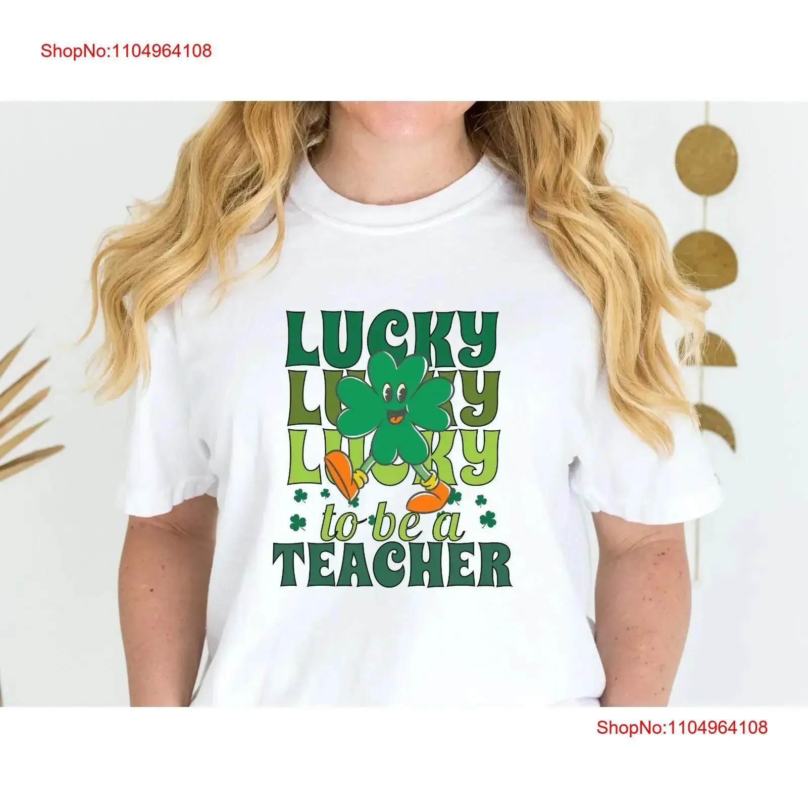 تي شيرت Lucky to be a teacher تي شيرت St Patricks Day Irish تي شيرت كلاسيكي مغسول كاجوال للجنسين مصمم ملابس عصرية #1