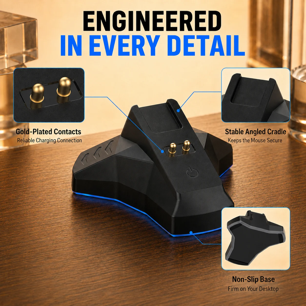 Mouse Dock Charger for Naga Pro/Viper/Basilisk/Razer DeathAdder V2 Pro Wireless Mouse Charging Dock Feet Mouse Charger Base view 5