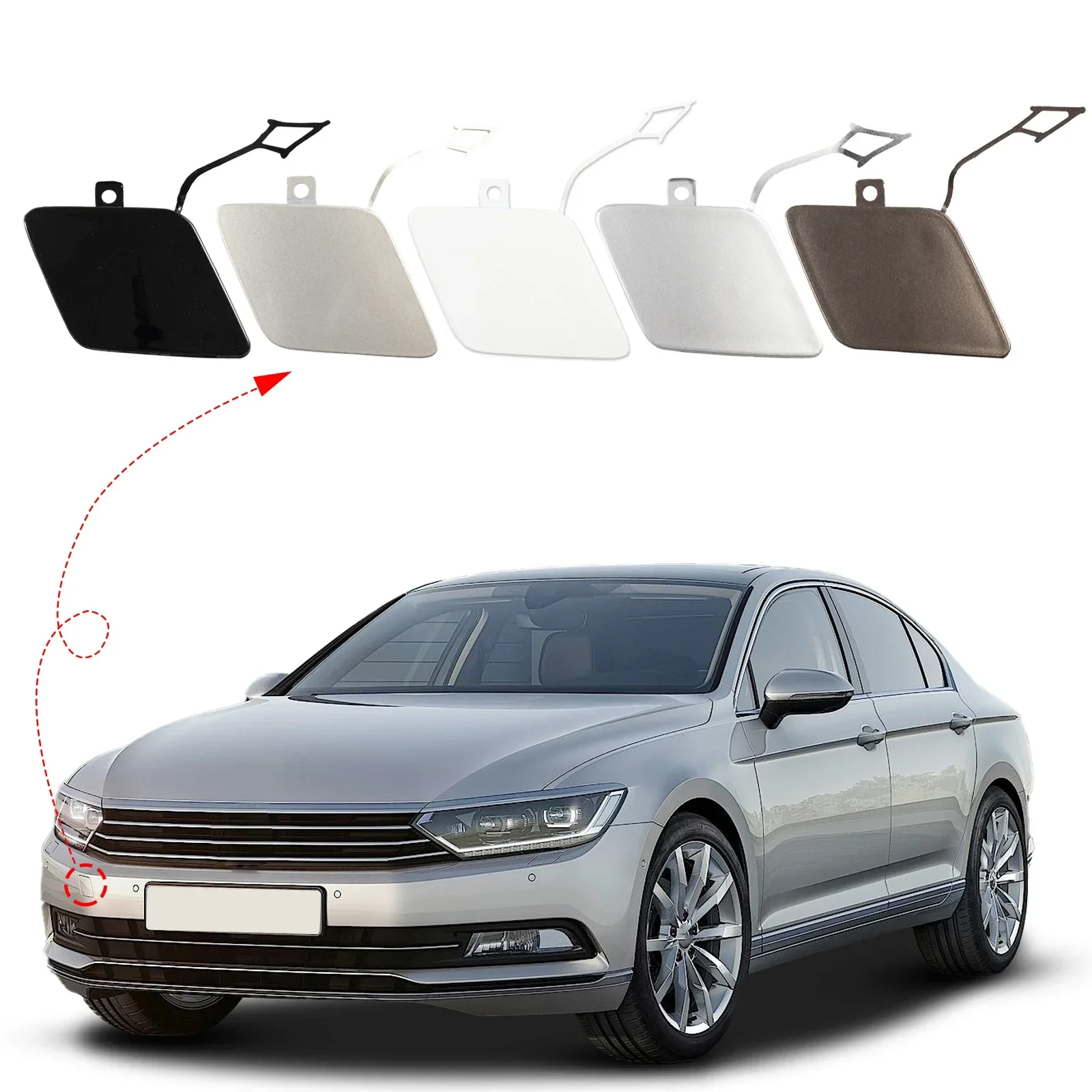 Tapa de la cubierta del gancho de remolque del parachoques delantero, ojo de remolque para VW Passat B8, accesorios 2015 2016 20