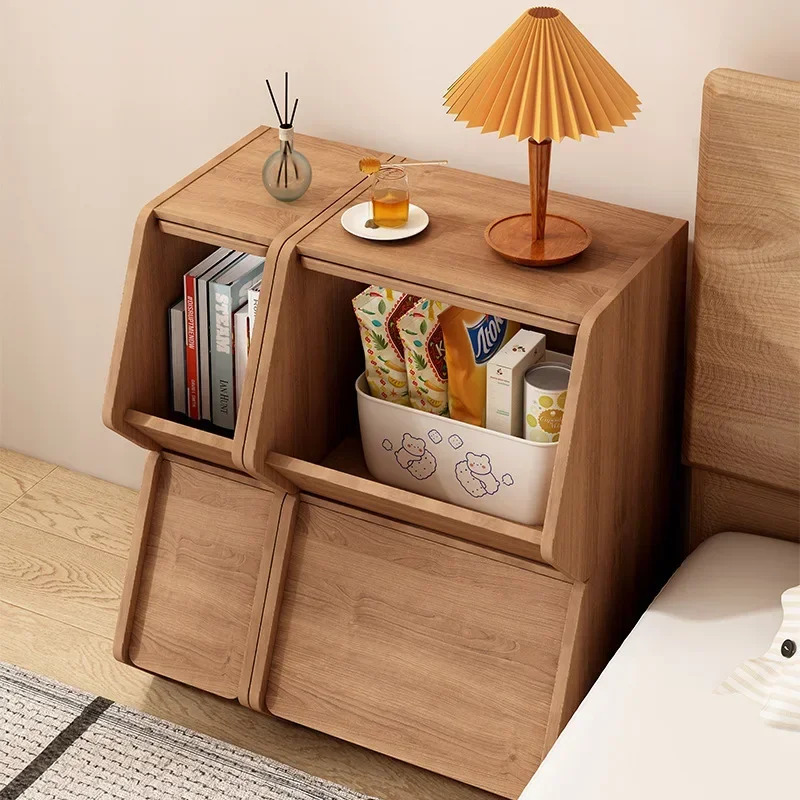 Gamer Cabinet Cheap Bedside Table Wood Coffee Side Bed Room Narrow Headboard Black Nightstand Open Cabinets Mesa De Noche Locker