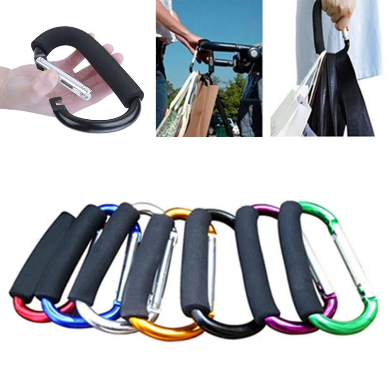 Large Carabiner Stroller Hook Organizer Aluminum D Ring Spring Snap Keychain Clip Carry Handle for Hanging Purses Shopping Bag