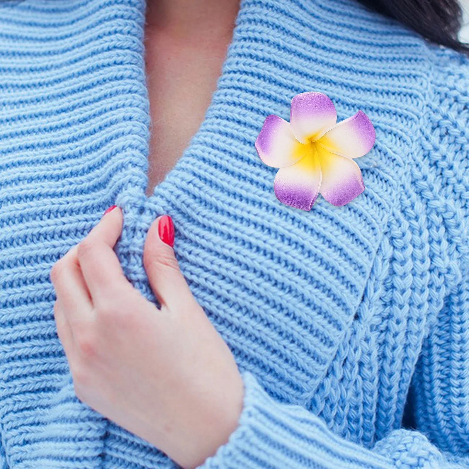 

6Pcs Plumeria Flower Hair Clips Foam Petal Barrette Side Clamp for Beach Party Wedding Bridal Hair Accessory Flowers Side Clamp