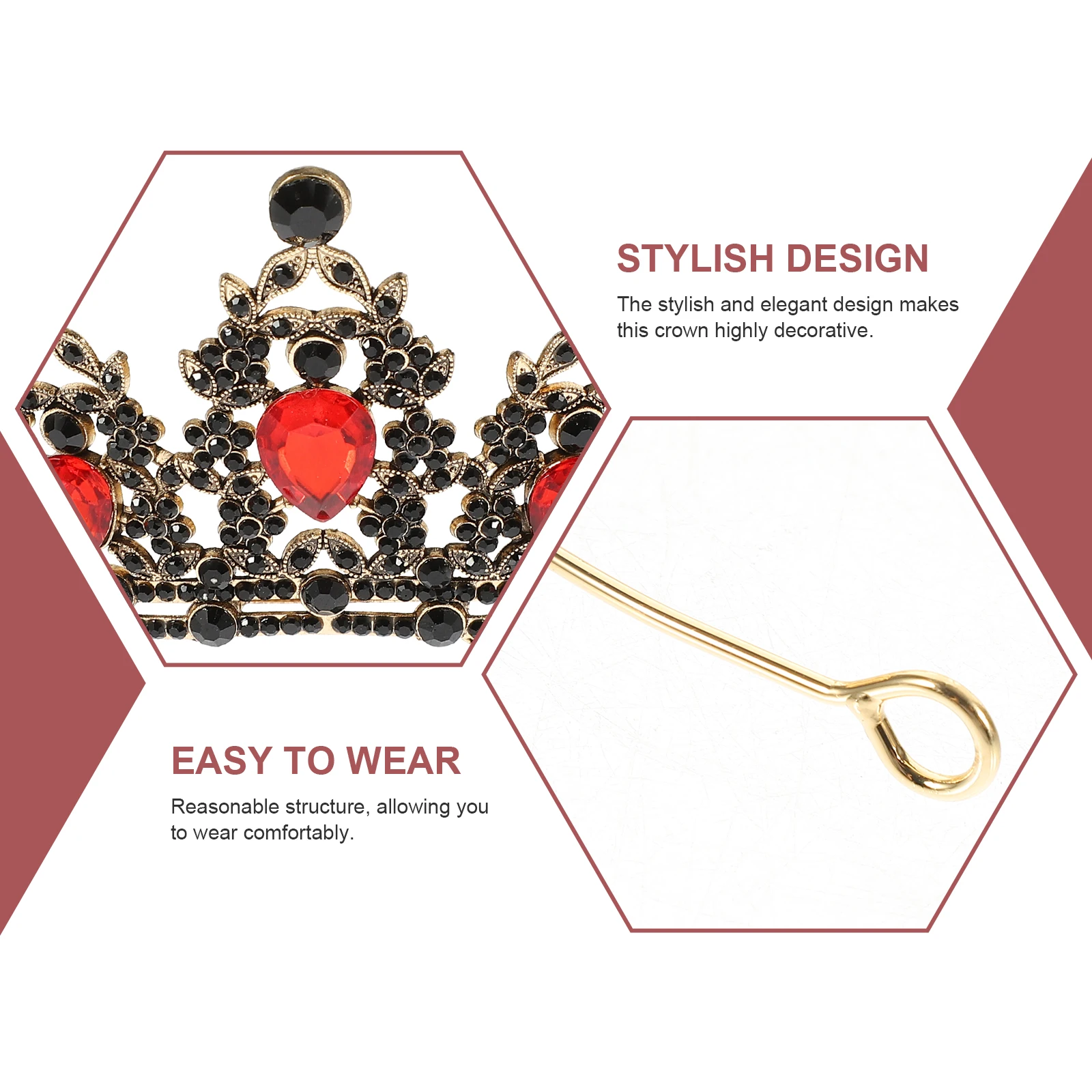 

Red Rhinestone Bride Crown Elegant Wedding Headdress Party Hair Accessories Photography Props for Women Bride Crown