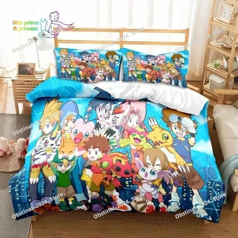 Digimon Anime Bedding Set Adventure Monster Printed single Comforter Quilt Duvet Cover Pillow Case 3 Pieces Sets Kids Adult Size