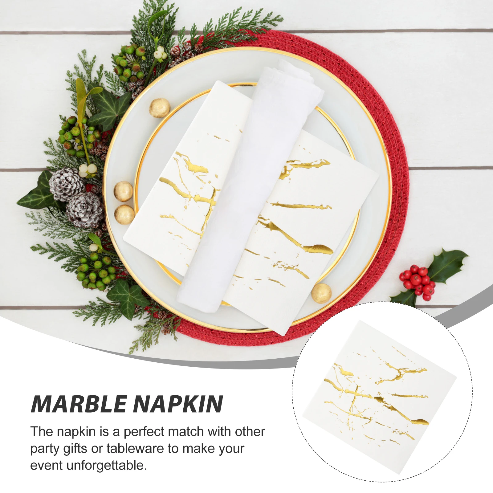 

20pcs Marble Pattern Paper Napkins Large Absorbent Disposable Dinner Party Napkins For Wedding Birthday Holiday Events Kitchen