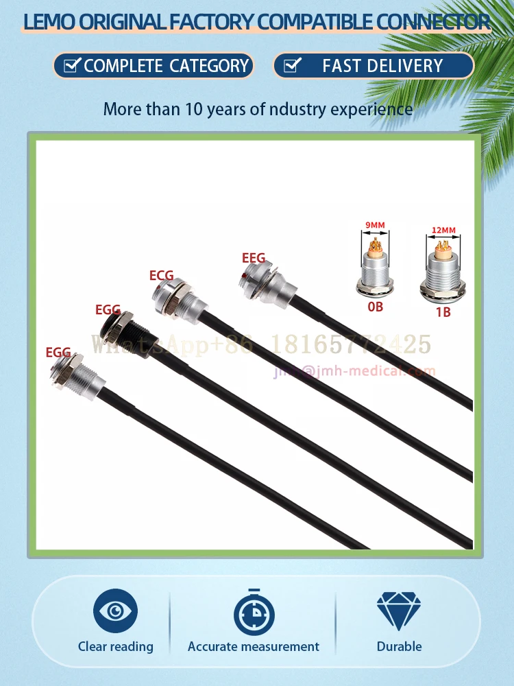 0B.1B ECG EEG EGG metal aviation female socket with cable, 2.3.4.5.6.7.8.9 pinholes Used for sound video transmission