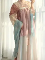 Conjunto de vestido Hanfu de estilo Oriental para mujer, Cosplay de chica de hada Ruqun de la dinastía Song, danza folclórica china, alineación del pecho