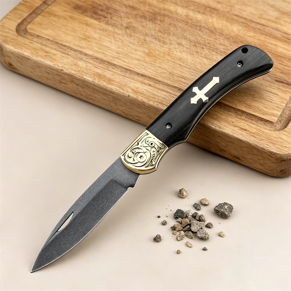 

HOT SALE Outdoor Fruit Folding Knife Forged Steel Blade Ebony Handle Work Sharp Easy To Carry Cutting Tool Hunting Hiking Knife