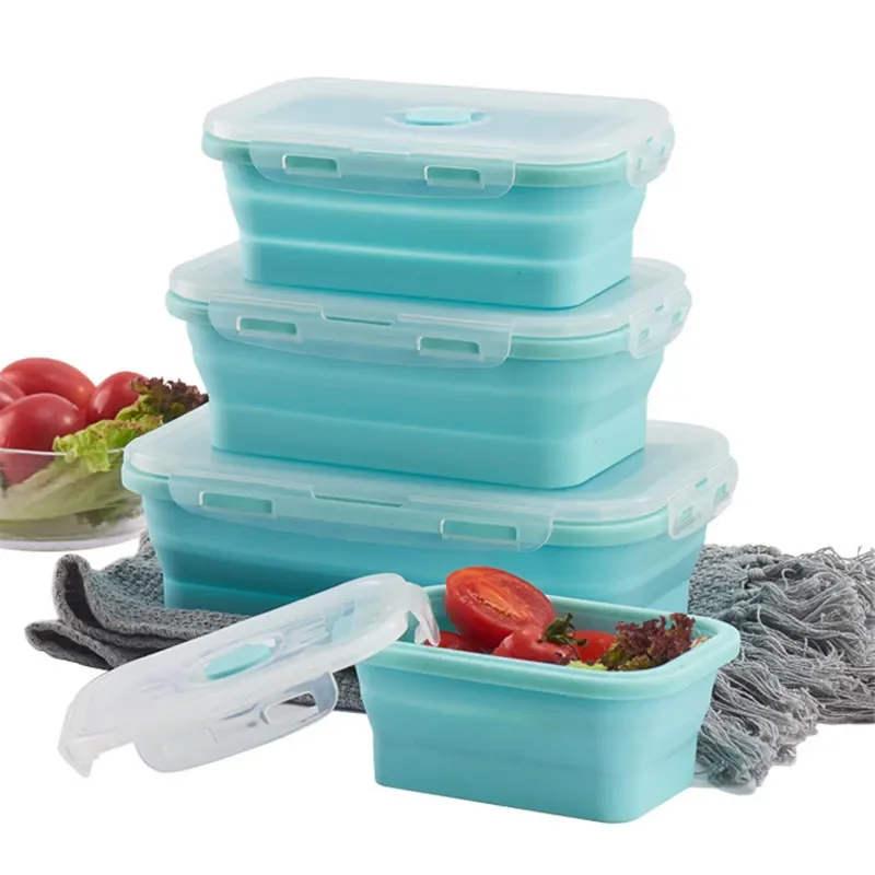 Silicone Folding Bento Box  1/3/4Pc Collapsible Portable Lunch Box for Food Dinnerware Food Container Bowl Lunchbox Tableware