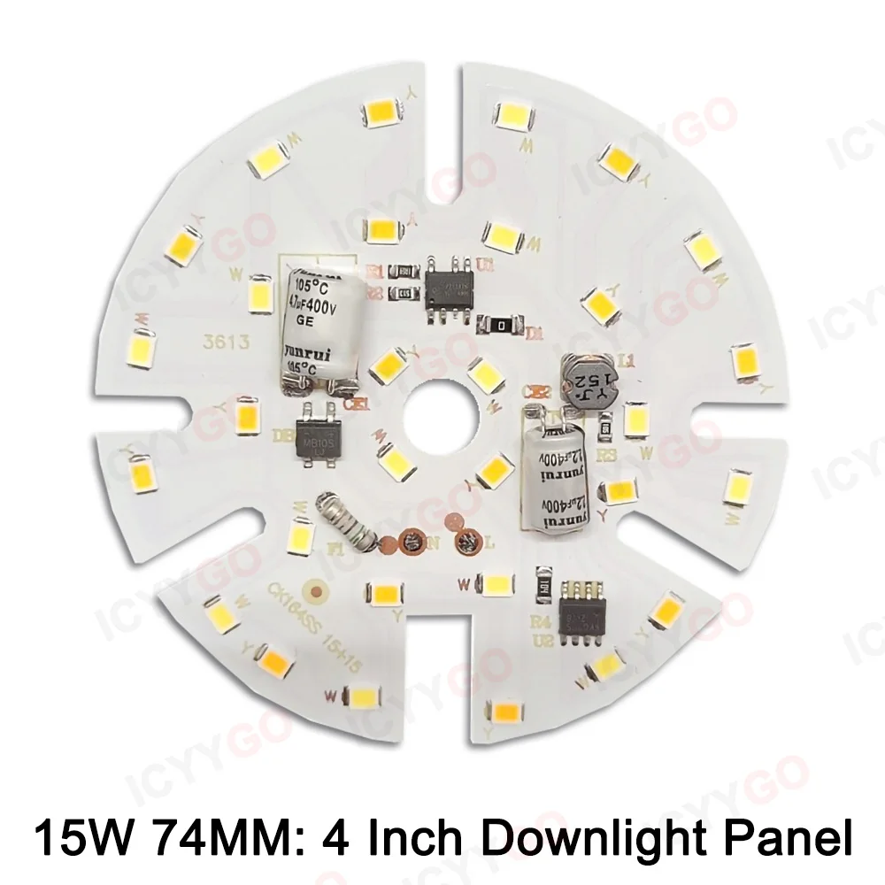 Fonte de luz led dhip smd2835, 6w, 10w, 15w, duas cores, sem driver, ac220v dob, adequada para lâmpada embutida, faça você mesmo