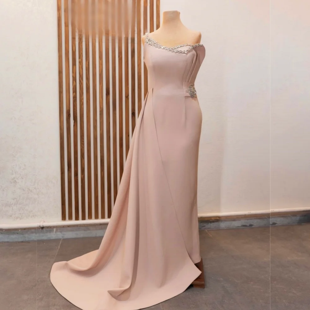 

Customized Glitter Rhinestone Pleat sleeveless Trumpet Long Dresses Formal Evening Dress Bespoke Occasion Elegant Party Gown