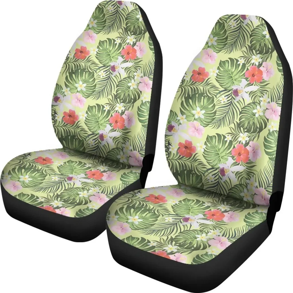 

Гавайский тропический гибискус, Plumeria Green, чехлы на сиденья, набор чехлов для автомобильных сидений, 2 шт., автомобильные аксессуары, автомобильные коврики