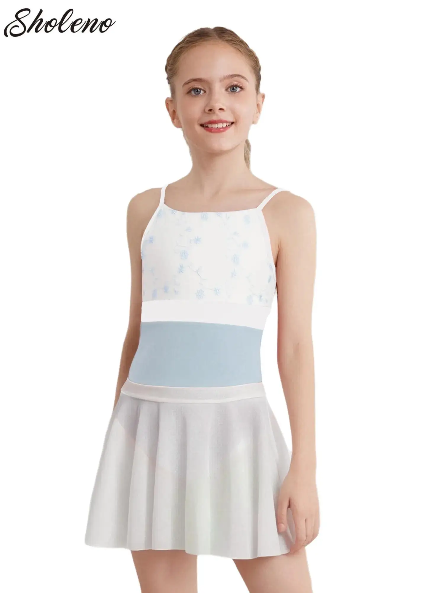 

Ballet Leotards with Mesh Skirt for Girls Kids Dance Camisole Gymnastics Jersey Ballet Bodysuit Lyrical Performance Costume