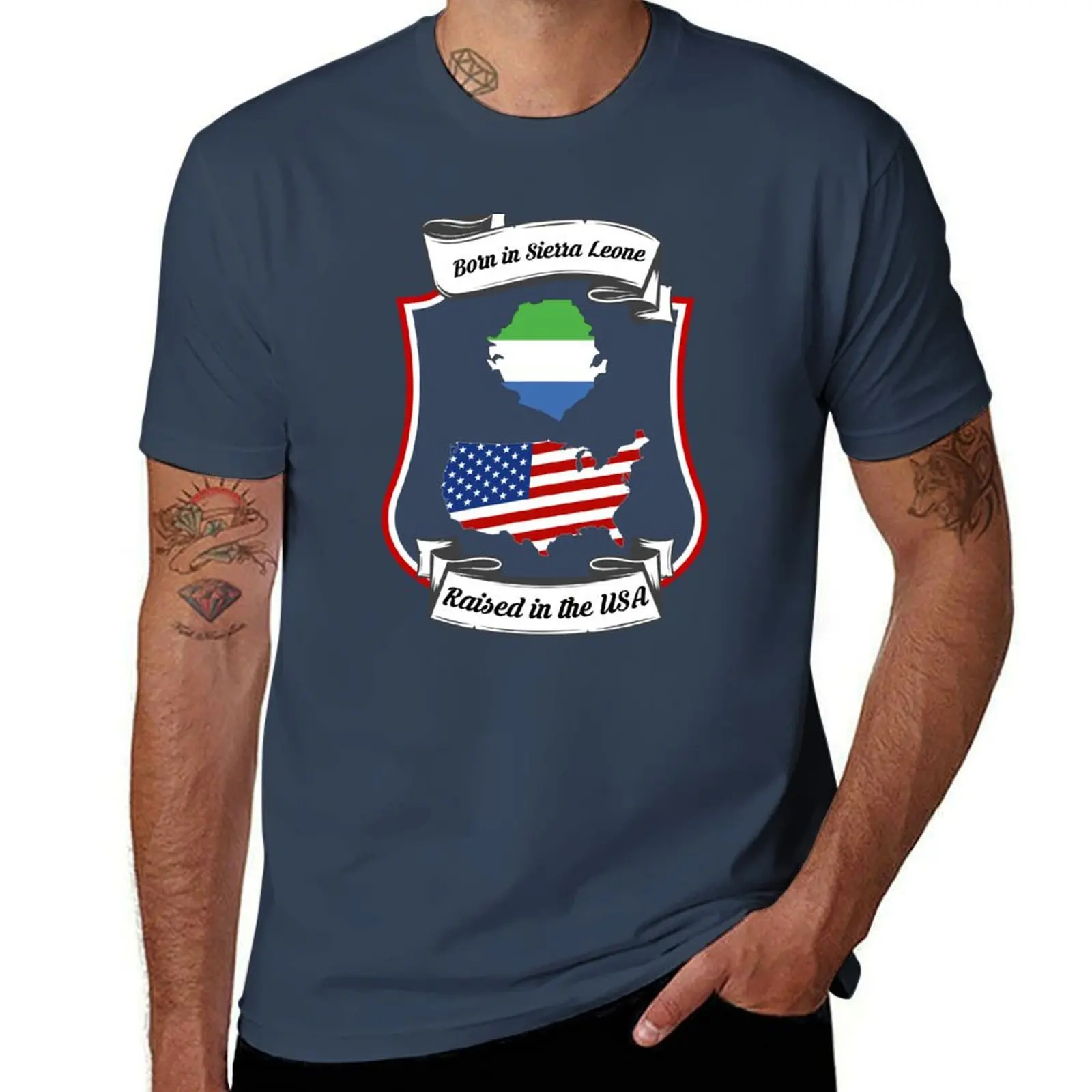 

Born in Sierra Leone, raised in the USA Heritage T-Shirt man t shirt summer t shirts with prints t shirt man cotton T-Shirt