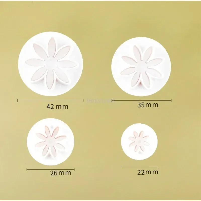 Fondant Cookie Cutter Mold Baking Decorating Biscuit Stamps Kitchen Tools 4PCS Daisy Flower Push-type Cookie Cutter Spring Mold