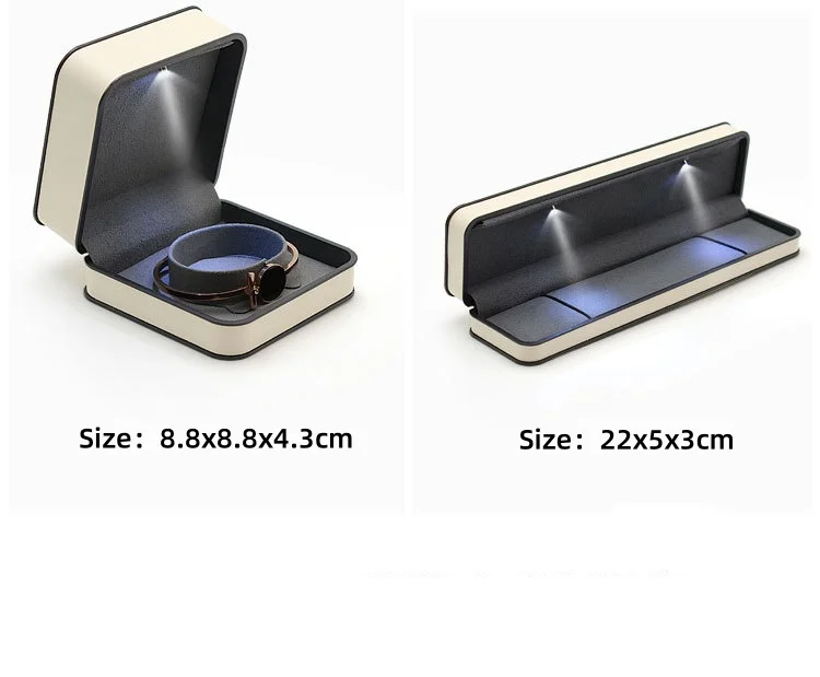 Wholesale High-End Led Light Jewelry Box Velvet Interior Ring Necklace Bracelet Box Customizable Logo