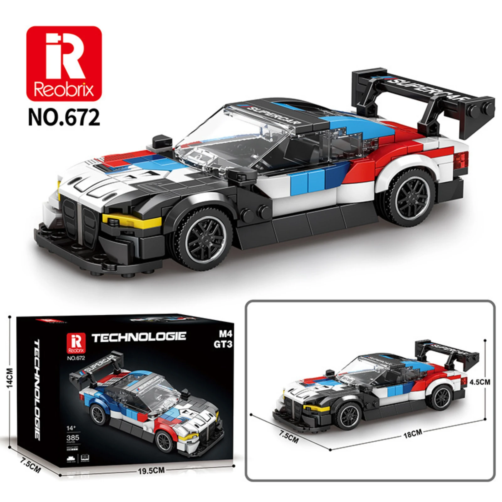 

672 PCS 8-Grid Supercar Model Building Blocks Mini Bricks DIY Car Toy