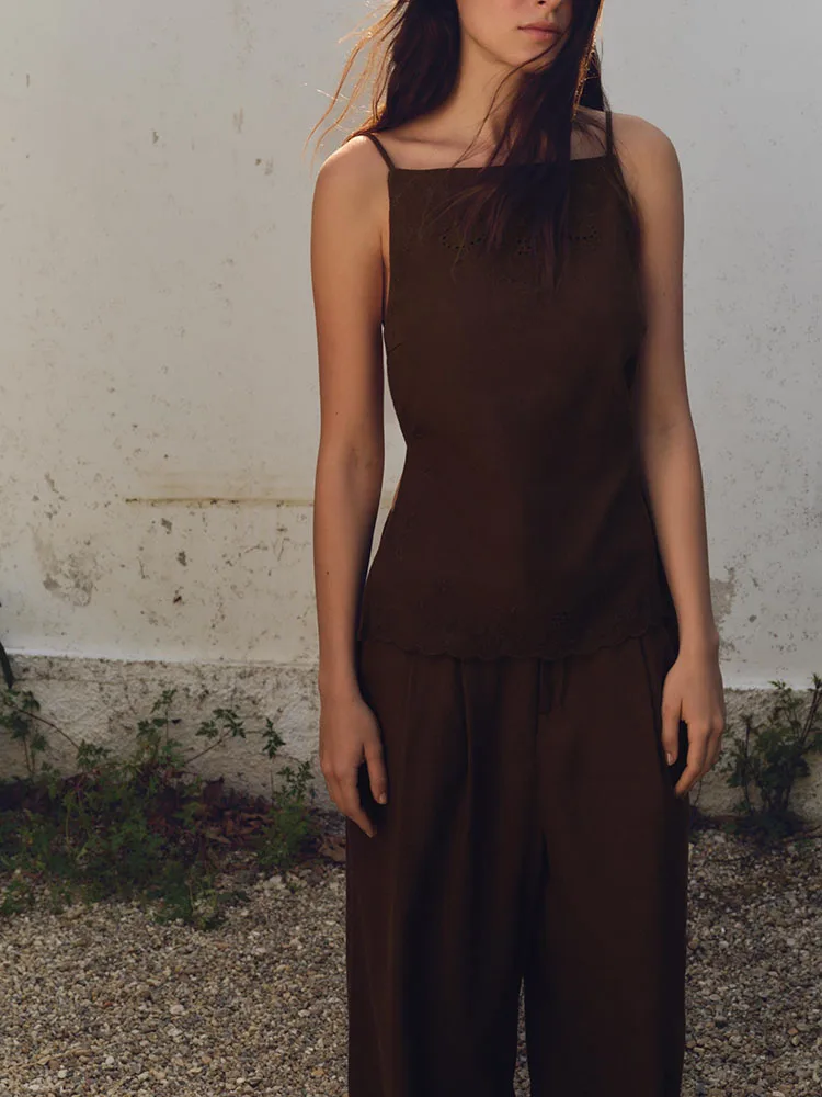 Hauts à bretelles pour femmes, pantalons longs décontractés, Costume de scène ethnique v-ne Svel, vêtements pour femmes, nouvelle collection été
