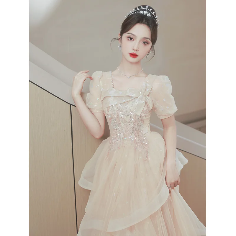 Banquet Evening Dress 2025 Spring/Summer New Art Exam Vocal Starry Sky Dress for Children's 18th Birthday Adult Dress