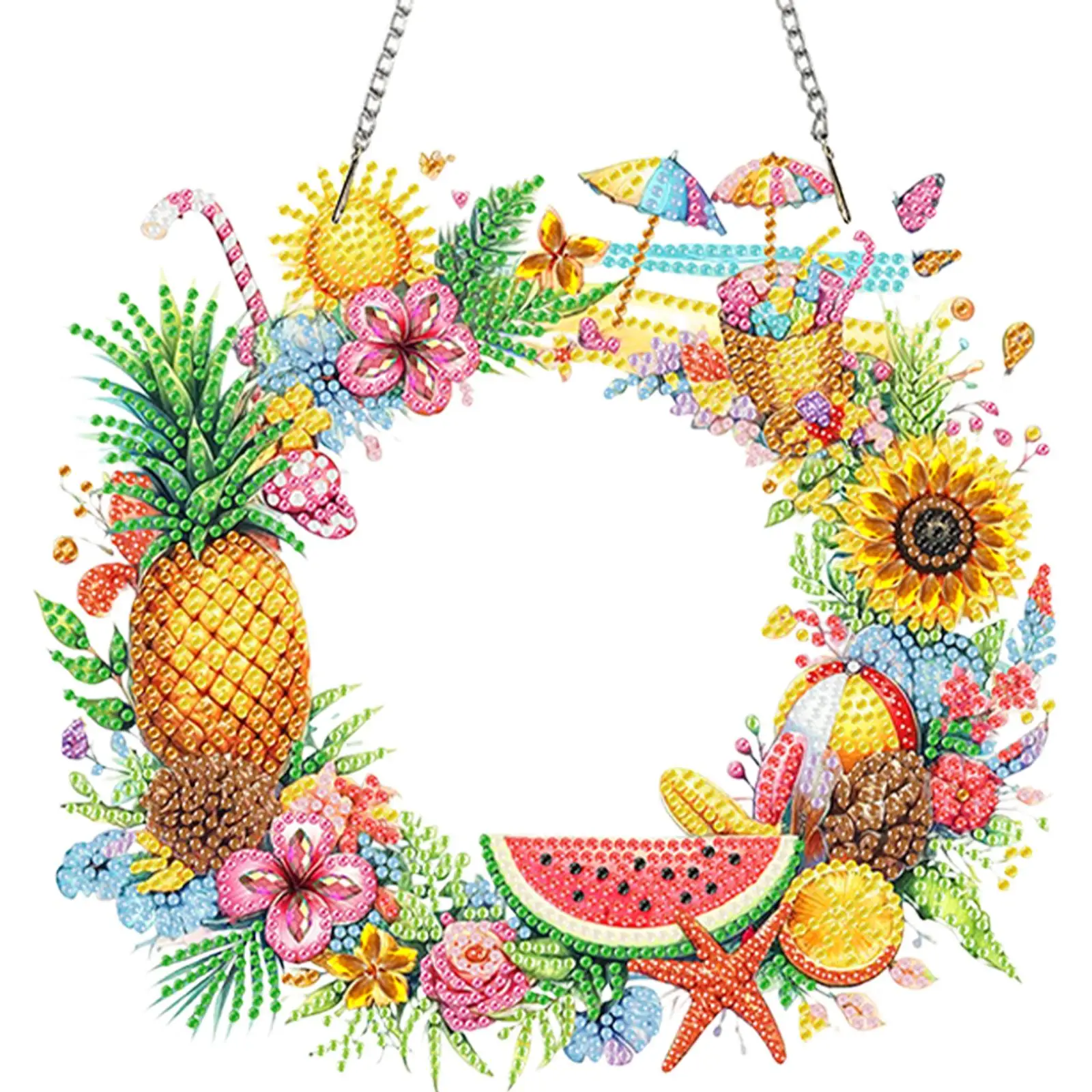 

2D/flat DIY Special Shaped Rhinestone Hanging Ornament Wreath Diamond Painting Kit for Window Home Garden Wall Door