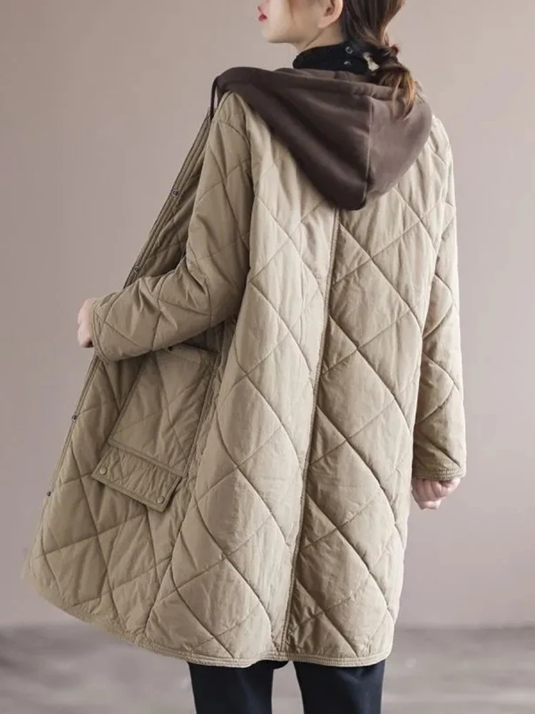 Parkas longs en coton rembourré coréen, vêtements de neige ultralégers, parkas à poitrine unique, vêtements combinés, hiver