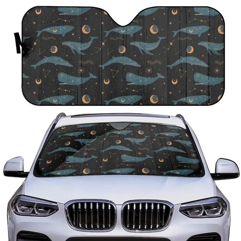 Celestial Whales Car sunshade for windshield, cottagecore witchy tarot Window Sun Blocker celestial car accessories Auto Decor S