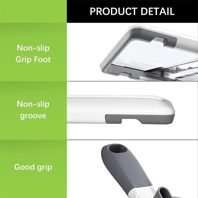 قطاعة ماندولين متعددة المحمولة مع شفرة فولاذية مقاومة للصدأ قابلة للتعديل، أدوات المطبخ والخضروات ومبشرة الجبن، أدوات ميزات السلامة