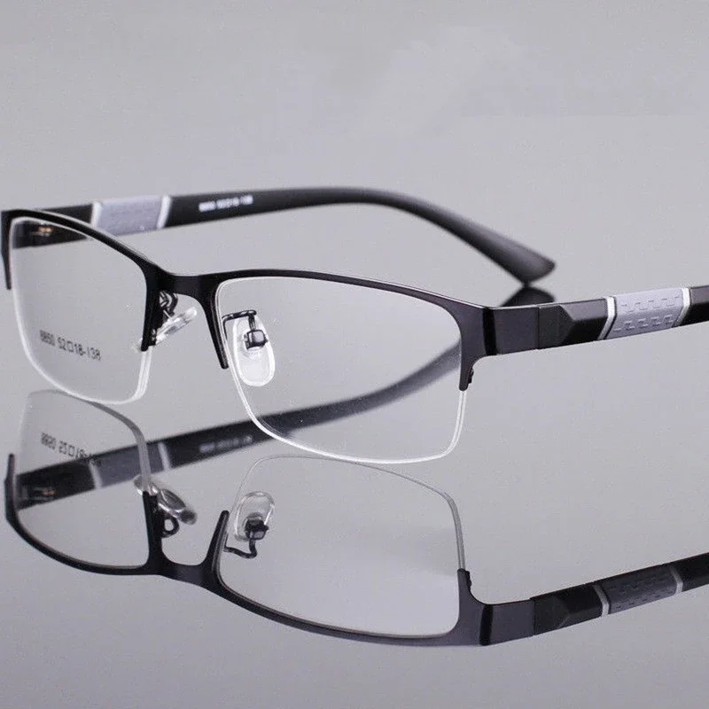 Half Metal Frame Farsightedness Glasses Unisex Myopia  +0.5+1+1.5+2+2.5+3+4+5+6 Finished Products Number Degrees Glasses