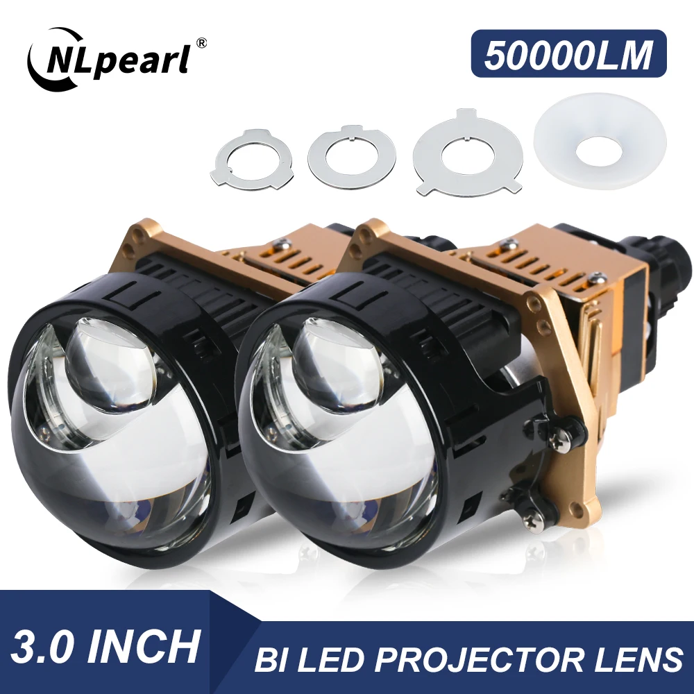 

NLpearl LED 3.0inch Bi LED Car Projector Lens Headlights Halo Lights For H4 H7 Audi 9005 9006 160W 50000LM High Low Beam 120W