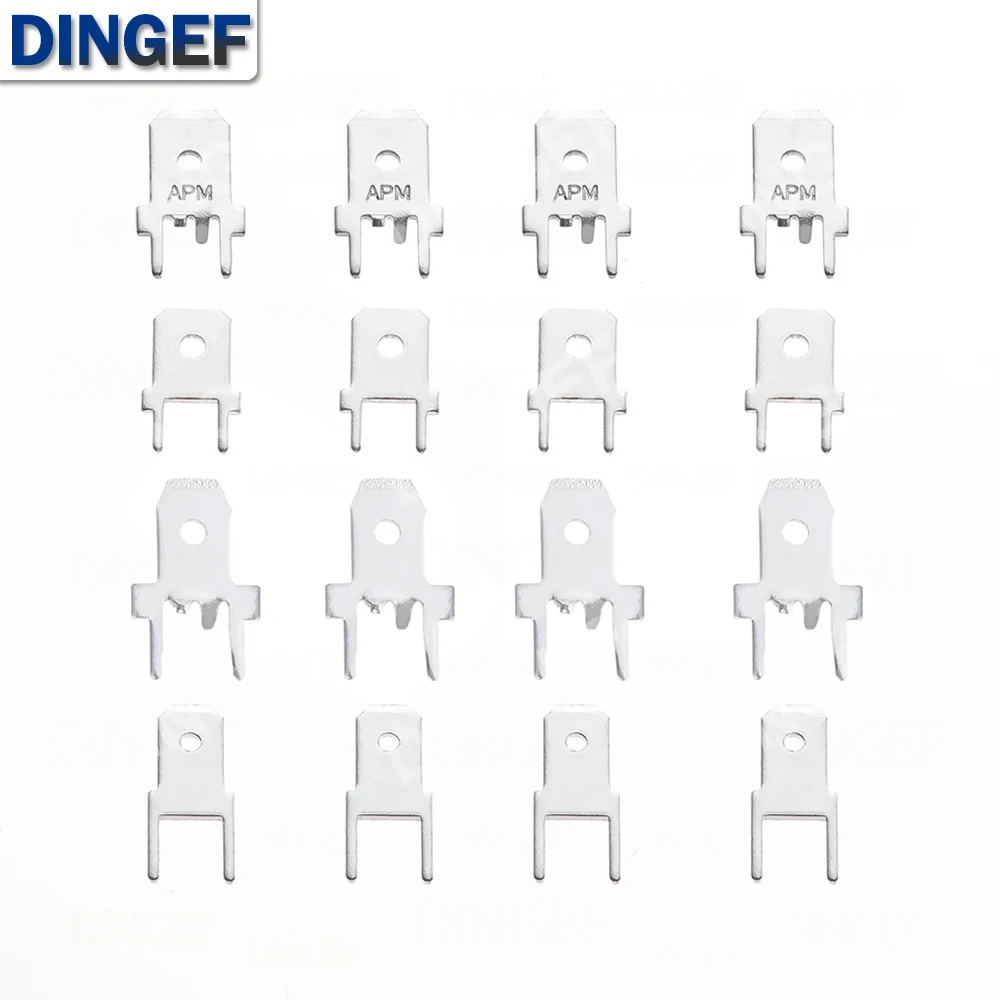 100PCS 4.8mm 6.3mm PCB Spade Terminal Connector Cold Press Tab Solder Lug Male Crimp Terminal Plate for Circuit Board dingef