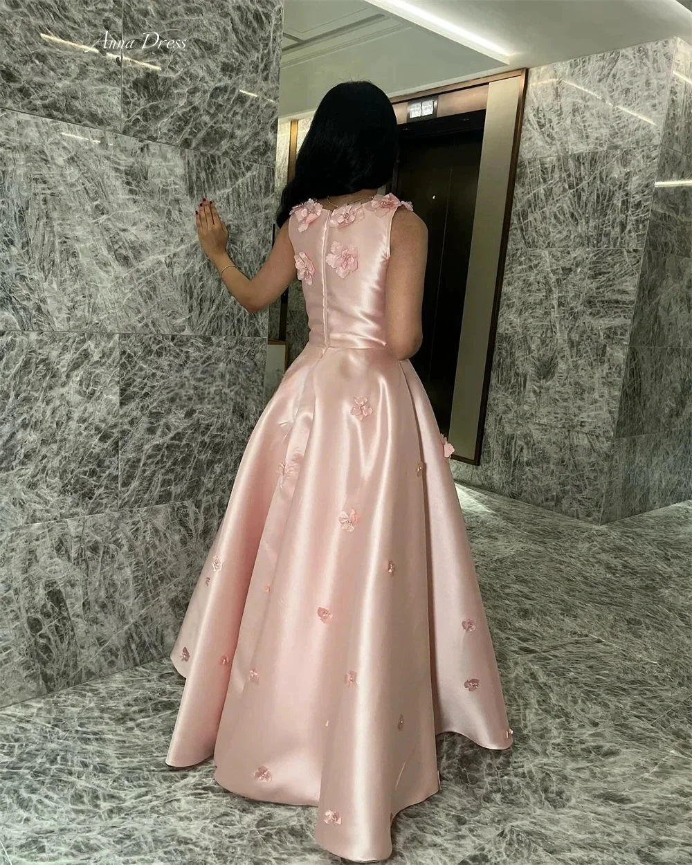 Anna Flower Decoration Evening Dresses for Special Occasions Line A Wedding Dress Satin Custom Made Elegant Party Dresses Woman