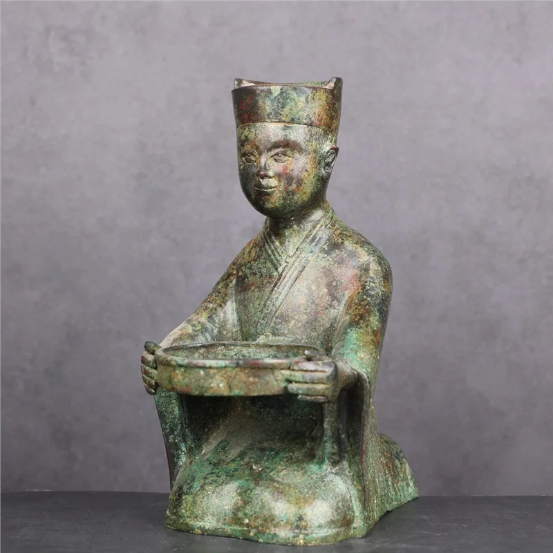 Tongxiangde الدعائم الزخرفية البرونزية القديمة للفيلم والتلفزيون، مجموعة المتحف المتخصصة مصباح فتاة خادم الركوع #3