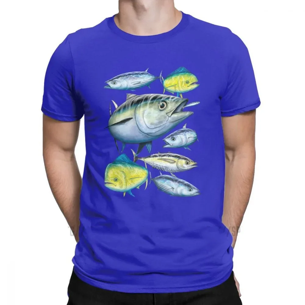 Tuna and Mahi Mahi Marine Art Fishing Fisherman T-Shirt 100% Cotton O-Neck Summer Short Sleeve Casual Mens T-shirt Size S-3XL