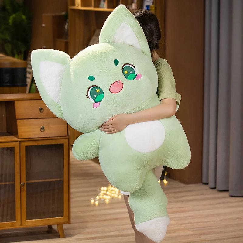 50-90cm Big Laugh Kawaii Cat Fat Doll Plush Toy Cute Fluffy Cuddly Cartoon Animal Sleeping Leg Support Pillow Hug Plushie Gift