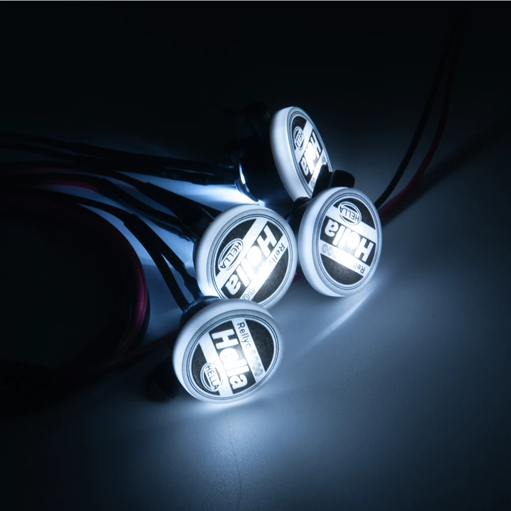 YEAHRUN 2/4Pcs Round LED Lights & Cover for TRX-4 Axial SCX10 Tamiya CC01 D90 TF2 RC Car Model 1/10 RC Crawler Car Parts