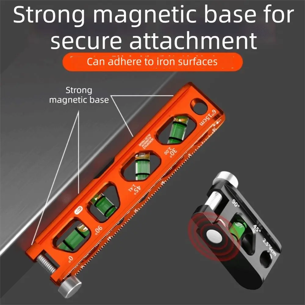 Heavy Duty Magnetic Pipeline Level Professional Multi-Function Magnetic Box Level with Clamp 30°/45°/90° Bubble Level Ruler