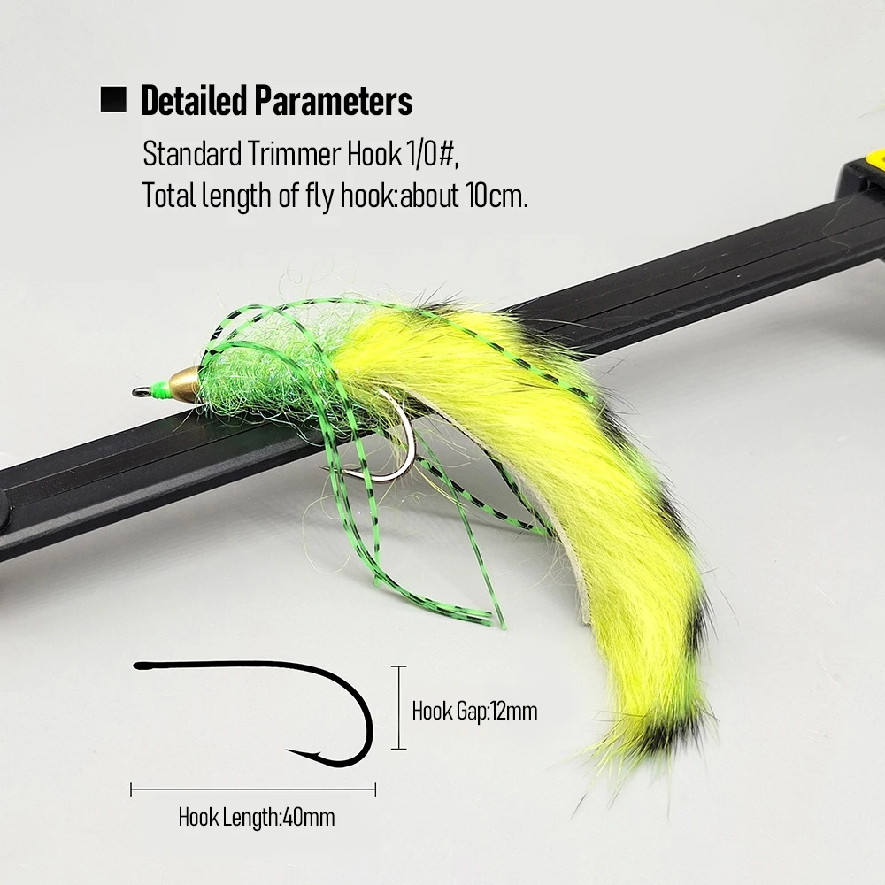 1/0 Zonker Streamer Fliegenfischen Fliegen mit Messing Kegelkopf Silikonbeine Hase Fell Fliegenfischen Köder für Barsch Forelle Lachs – Detail 7