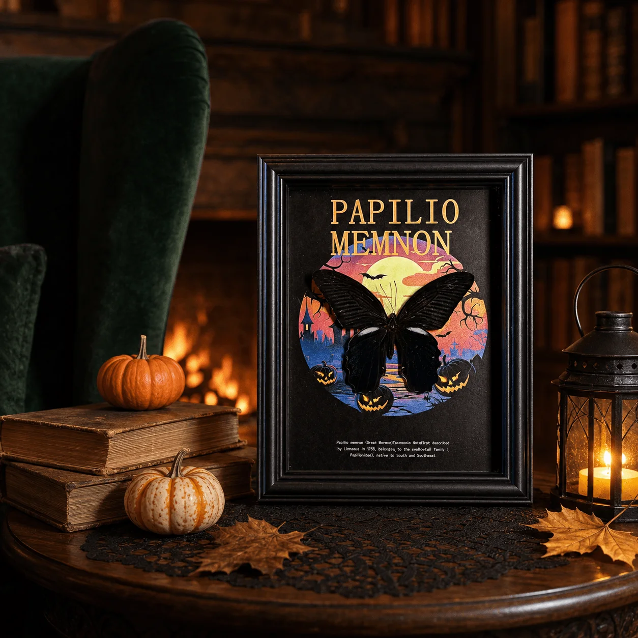 Papilio Memnon Butterfly, Halloween Gothic Shadow Box Display, Oddity Curio Insect Art for Home Desktop Decor & Halloween Gift