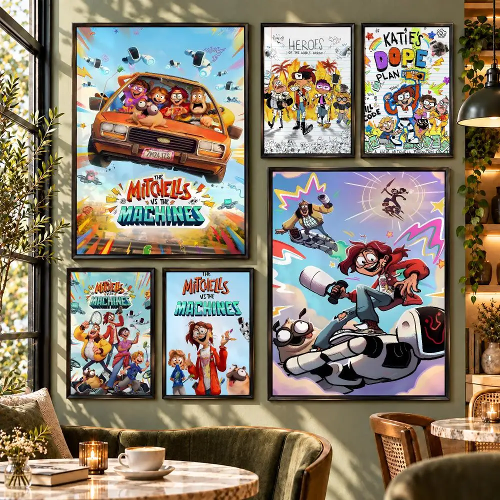 Movie The Mitchells vs. the Machines Poster HD Self Adhesive Wall Decor for Bedroom Dorm Room Office Gaming Room Gift