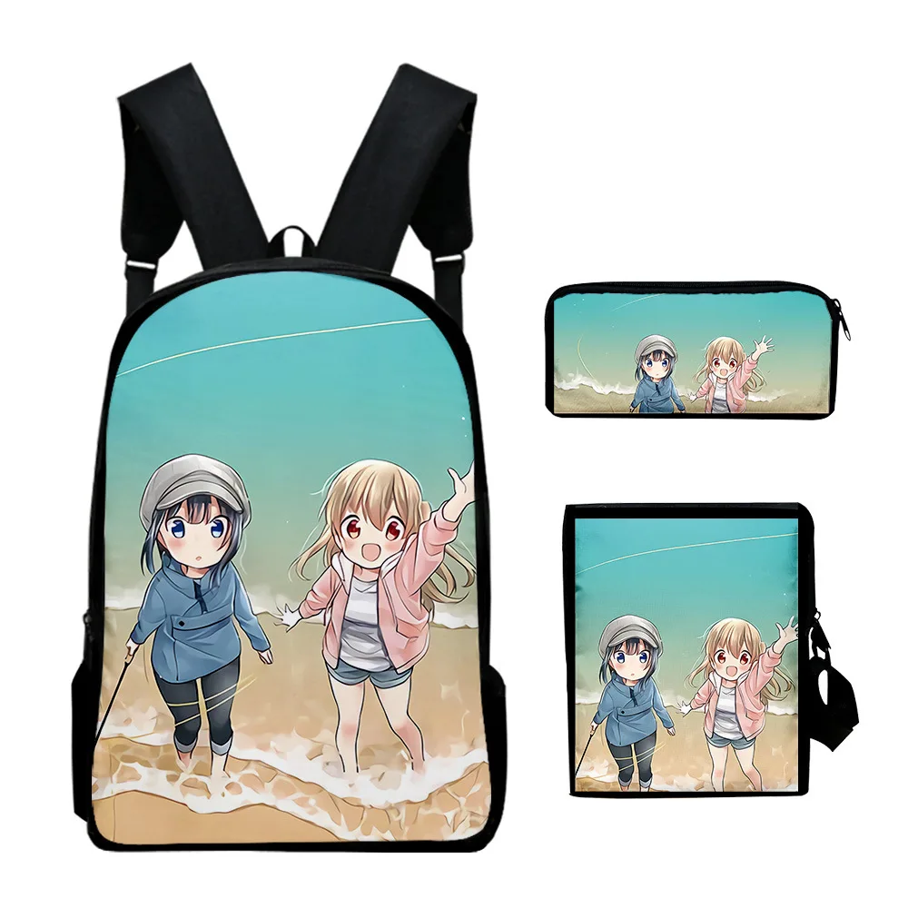 Harajuku Youthful Peculiar Slow Loop 3D Print 3pcs/Set Student Travel bags Laptop Daypack Backpack Shoulder Bag Pencil Case
