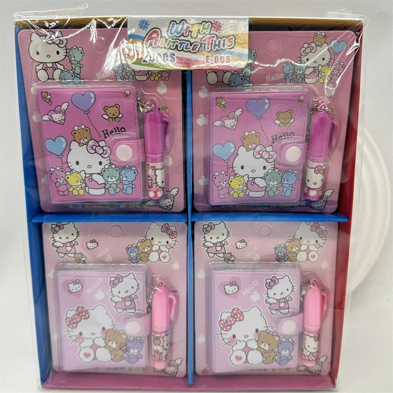 Sanrio Hello Kitty Notebook with Gel Pen Cute Cartoon Kuromi Kids Diary Portable Hand Ledger Stationery School Supplies Gifts