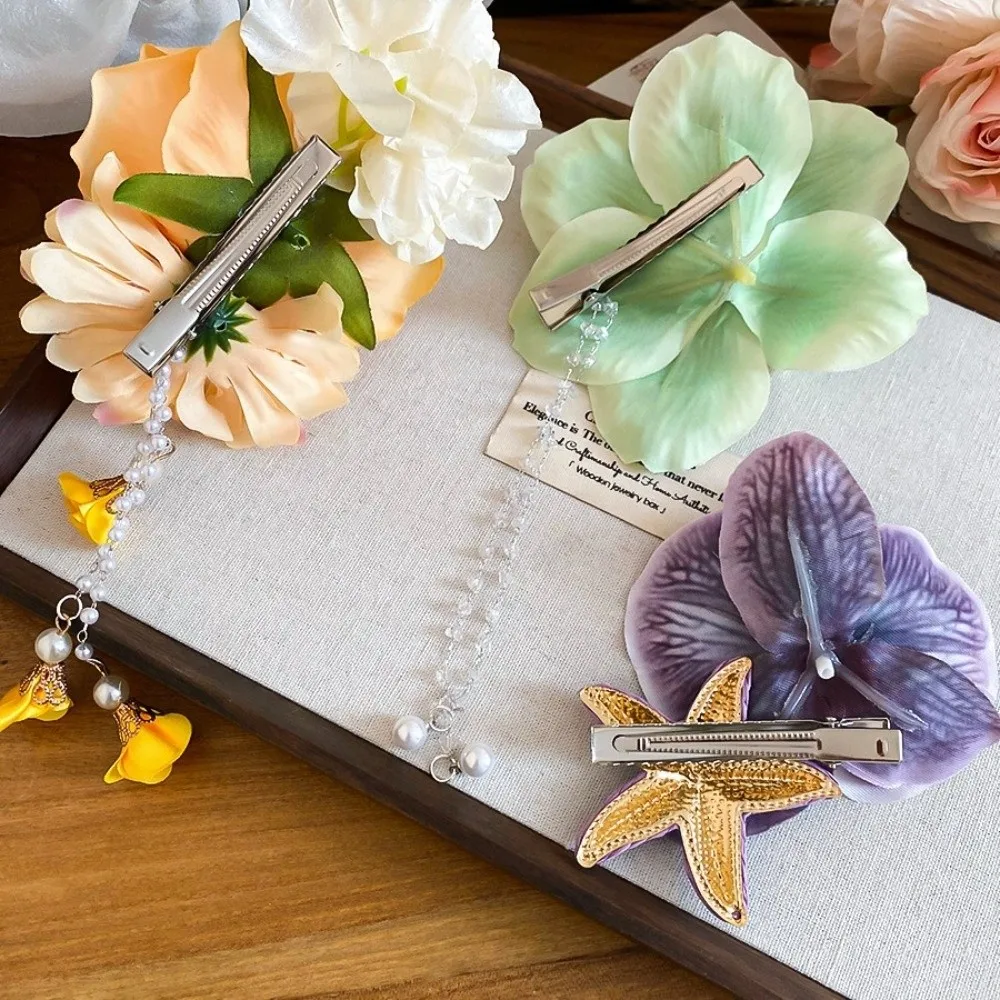 Rose Flower Flower Hair Clip Tassel Ancient Style Butterfly Orchid Hairpin Chinese Style Side Clip Hanfu Hair Accessories